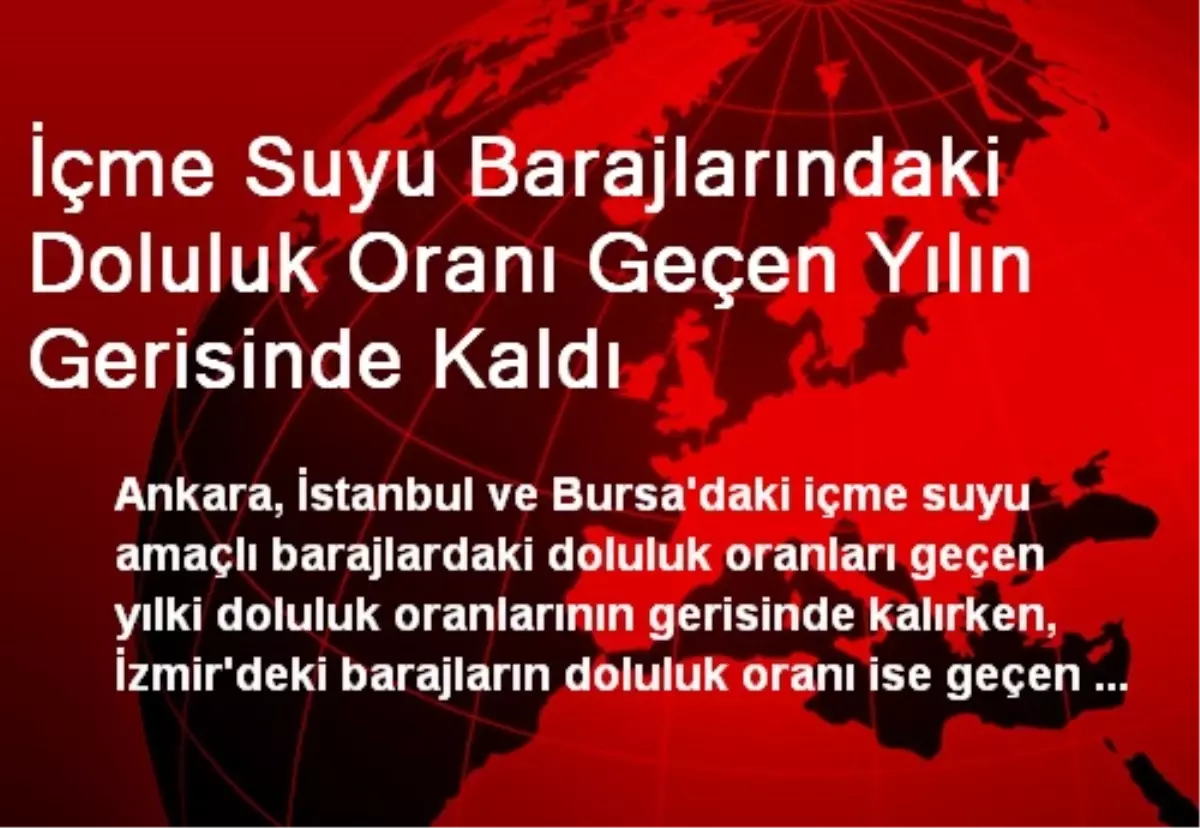 İçme Suyu Barajlarındaki Doluluk Oranı Geçen Yılın Gerisinde Kaldı