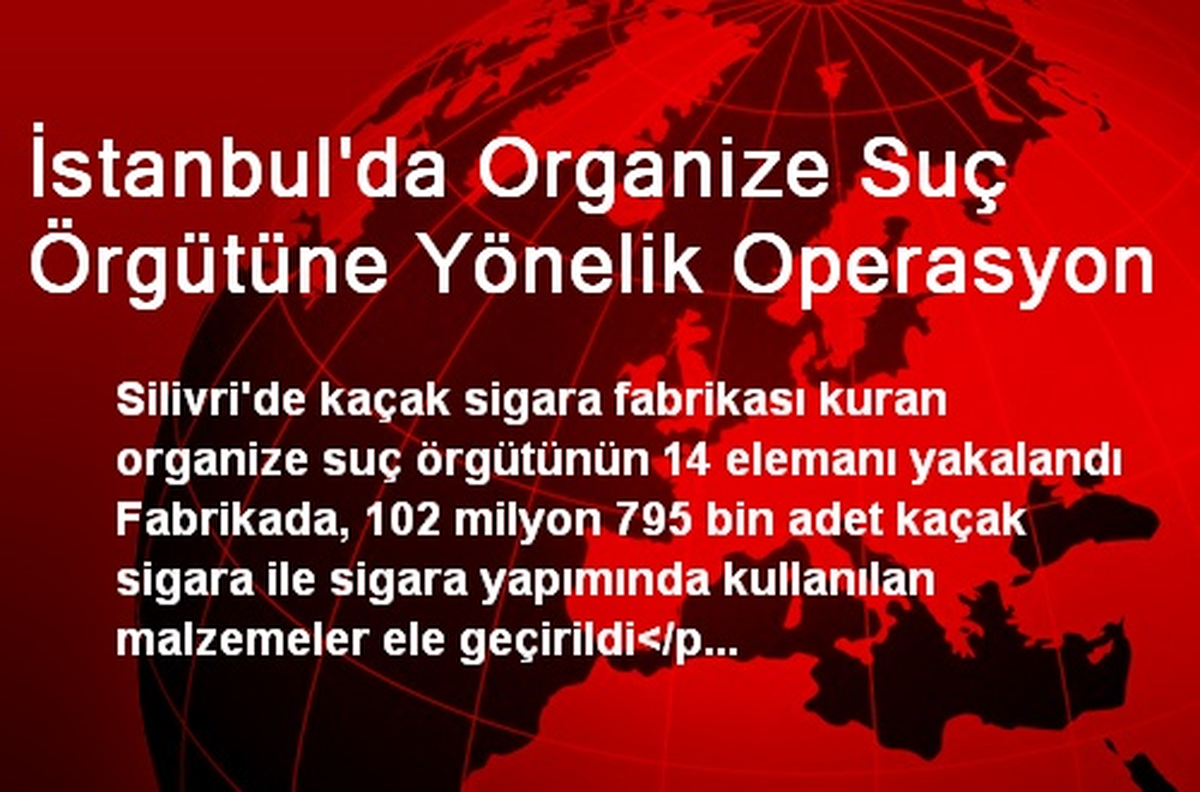 İstanbul\'da Organize Suç Örgütüne Yönelik Operasyon