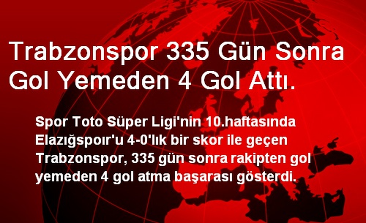 Trabzonspor 335 Gün Sonra Gol Yemeden 4 Gol Attı.
