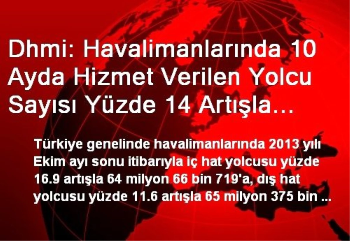 Dhmi: Havalimanlarında 10 Ayda Hizmet Verilen Yolcu Sayısı Yüzde 14 Artışla 130 Milyonu Geçti