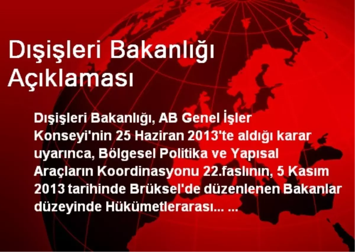 Dışişleri Bakanlığı Açıklaması