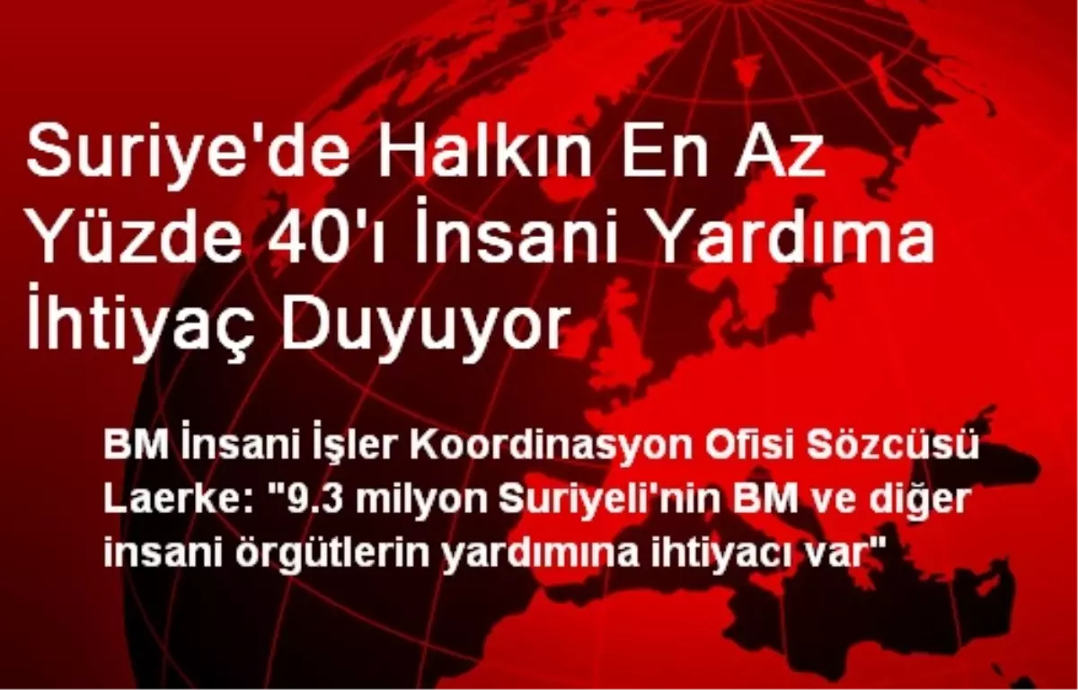 Suriye\'de Halkın En Az Yüzde 40\'ı İnsani Yardıma İhtiyaç Duyuyor