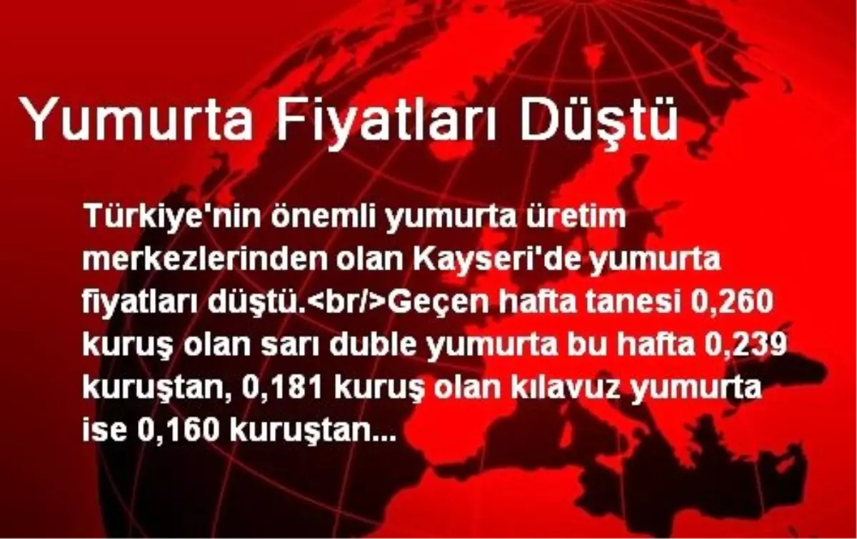 Yumurta Fiyatları Düştü