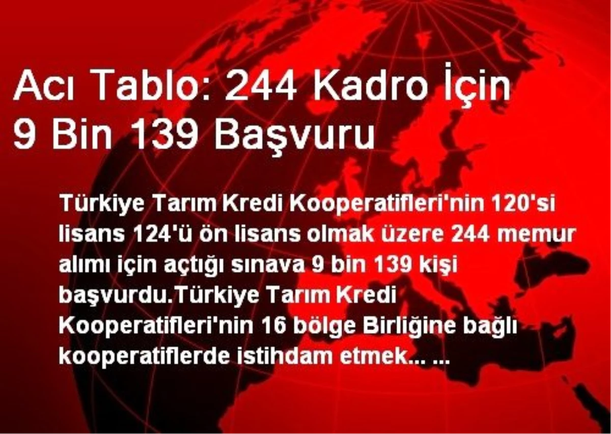 Acı Tablo: 244 Kadro İçin 9 Bin 139 Başvuru