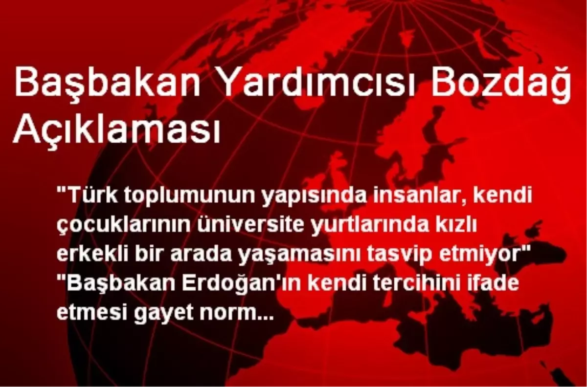 Başbakan Yardımcısı Bozdağ Açıklaması