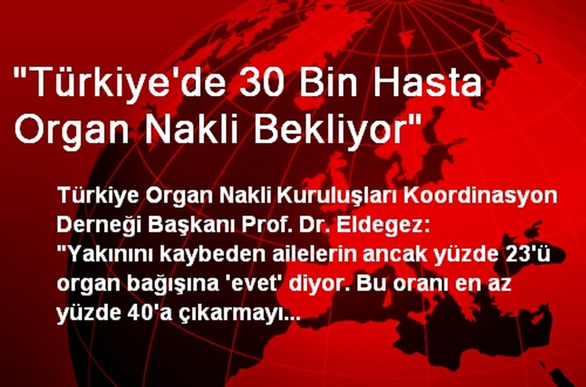 "Türkiye\'de 30 Bin Hasta Organ Nakli Bekliyor"