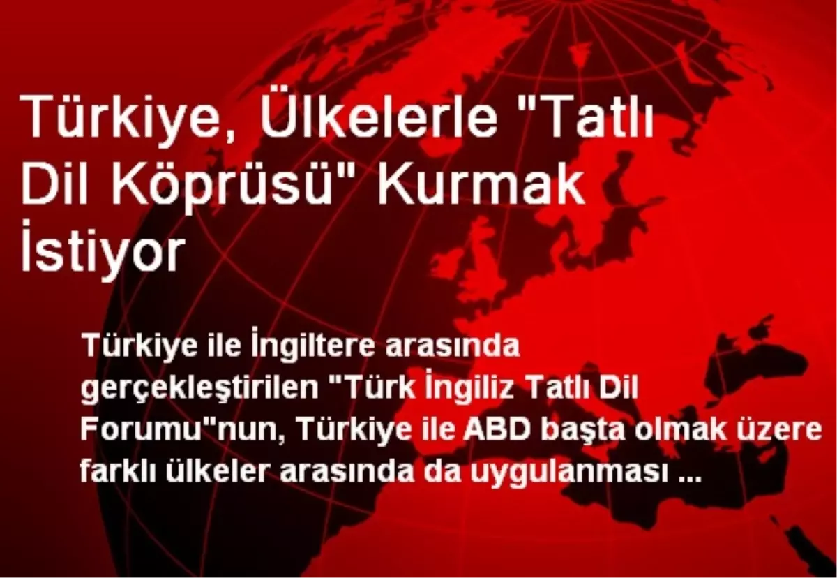 Türkiye, Ülkelerle "Tatlı Dil Köprüsü" Kurmak İstiyor