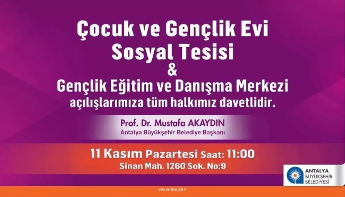 Çocuk ve Gençlik Evi Sosyal Tesisi 11 Kasım\'da Açılıyor