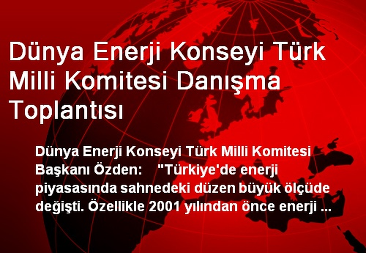 Dünya Enerji Konseyi Türk Milli Komitesi Danışma Toplantısı