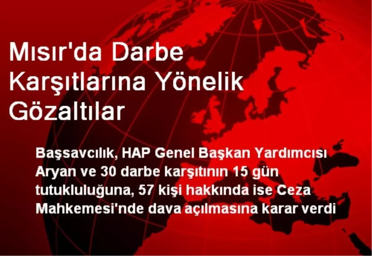 Mısır\'da Darbe Karşıtlarına Yönelik Gözaltılar