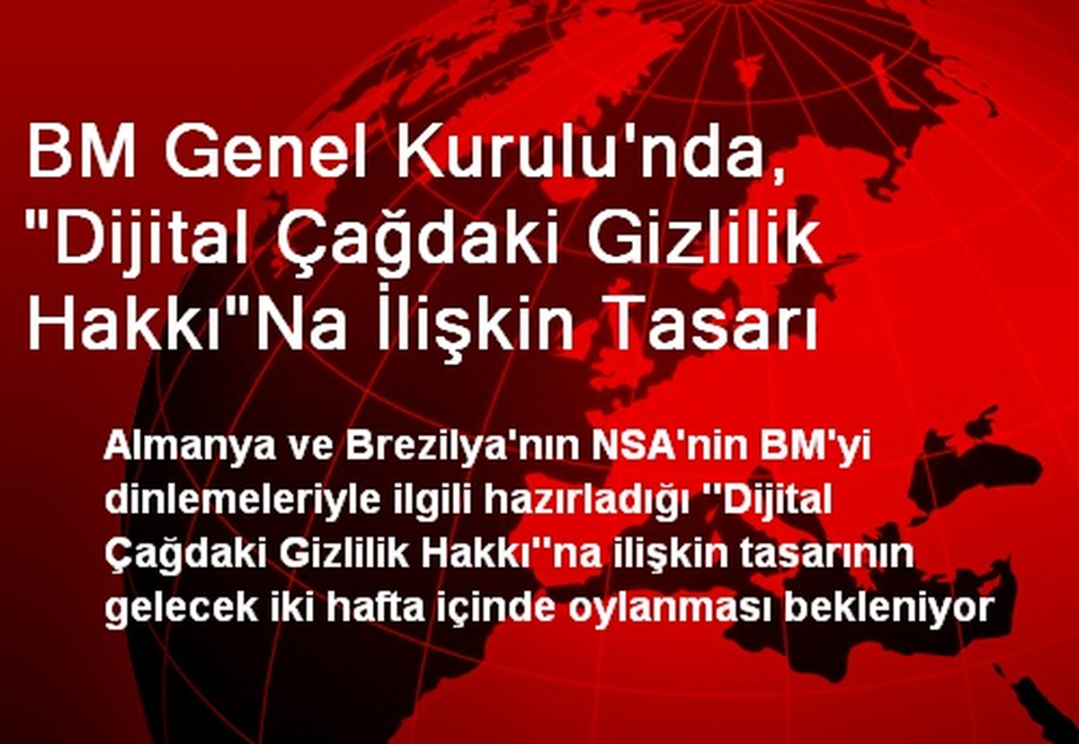 BM Genel Kurulu\'nda, "Dijital Çağdaki Gizlilik Hakkı"Na İlişkin Tasarı