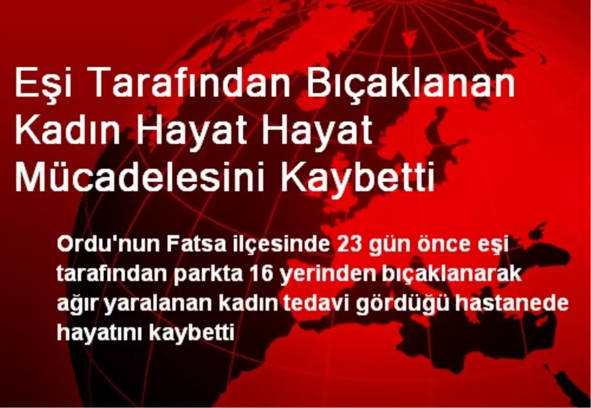 Eşi Tarafından Bıçaklanan Kadın Hayat Hayat Mücadelesini Kaybetti