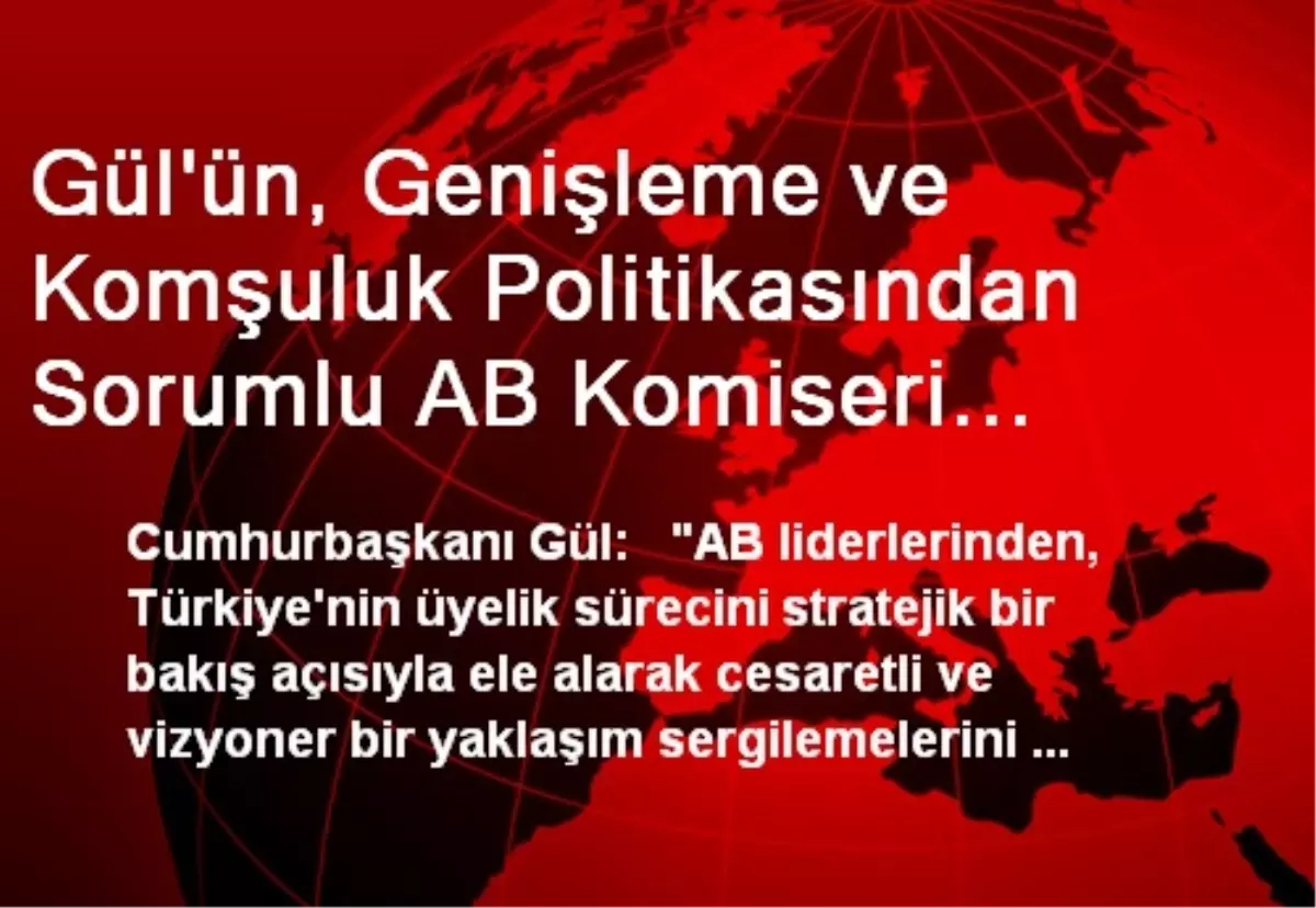 Gül\'ün, Genişleme ve Komşuluk Politikasından Sorumlu AB Komiseri Füle\'yi Kabulü