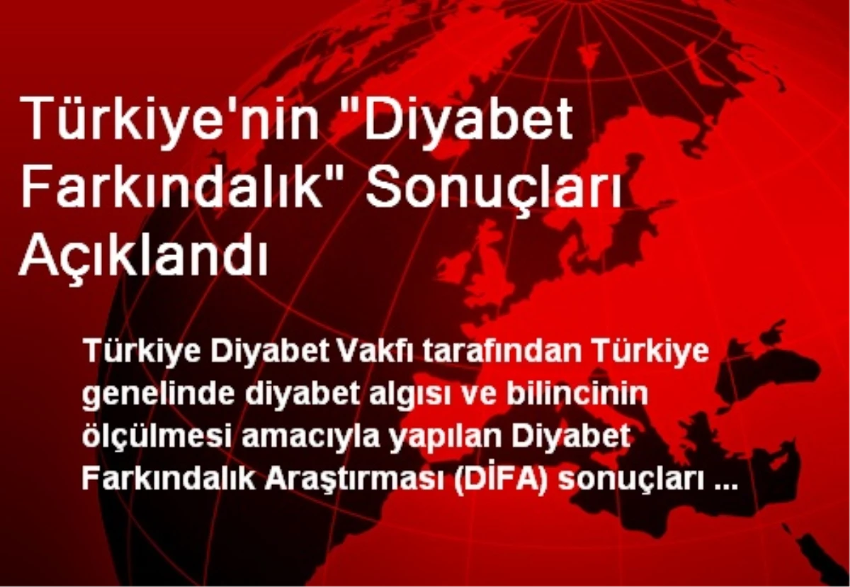 Türkiye\'nin "Diyabet Farkındalık" Sonuçları Açıklandı