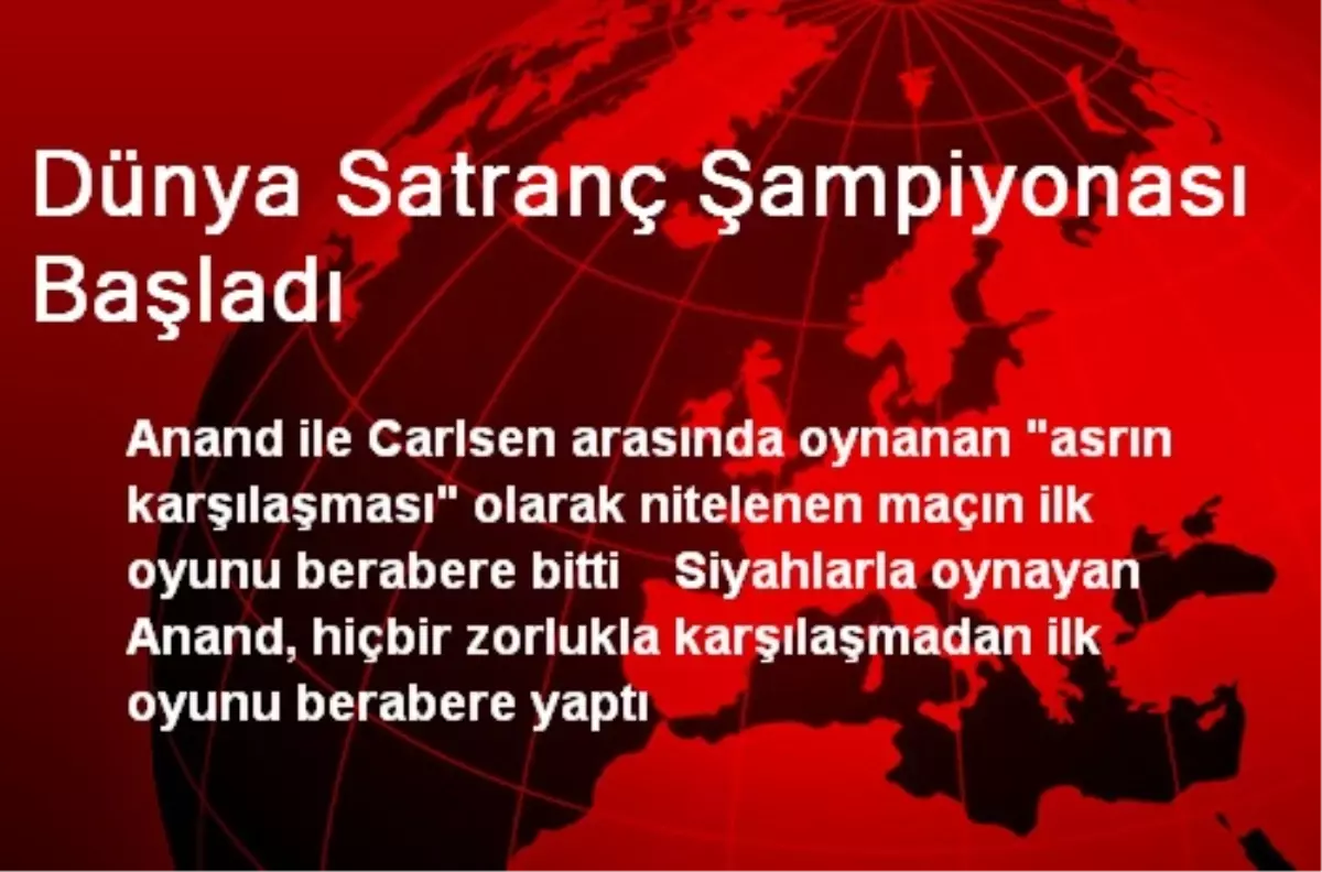 Dünya Satranç Şampiyonası Başladı