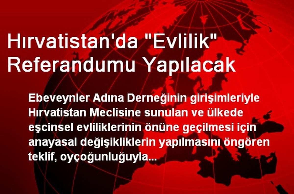 Hırvatistan\'da "Evlilik" Referandumu Yapılacak