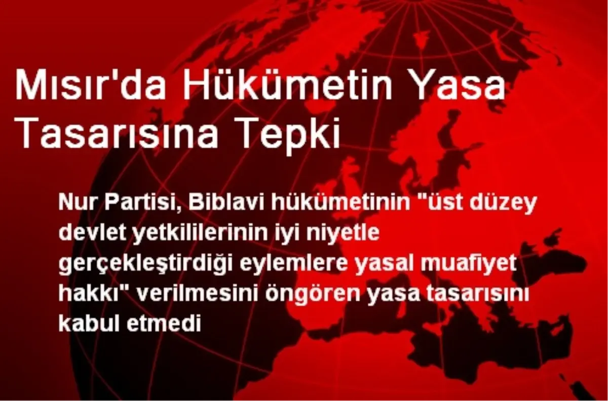 Mısır\'da Hükümetin Yasa Tasarısına Tepki