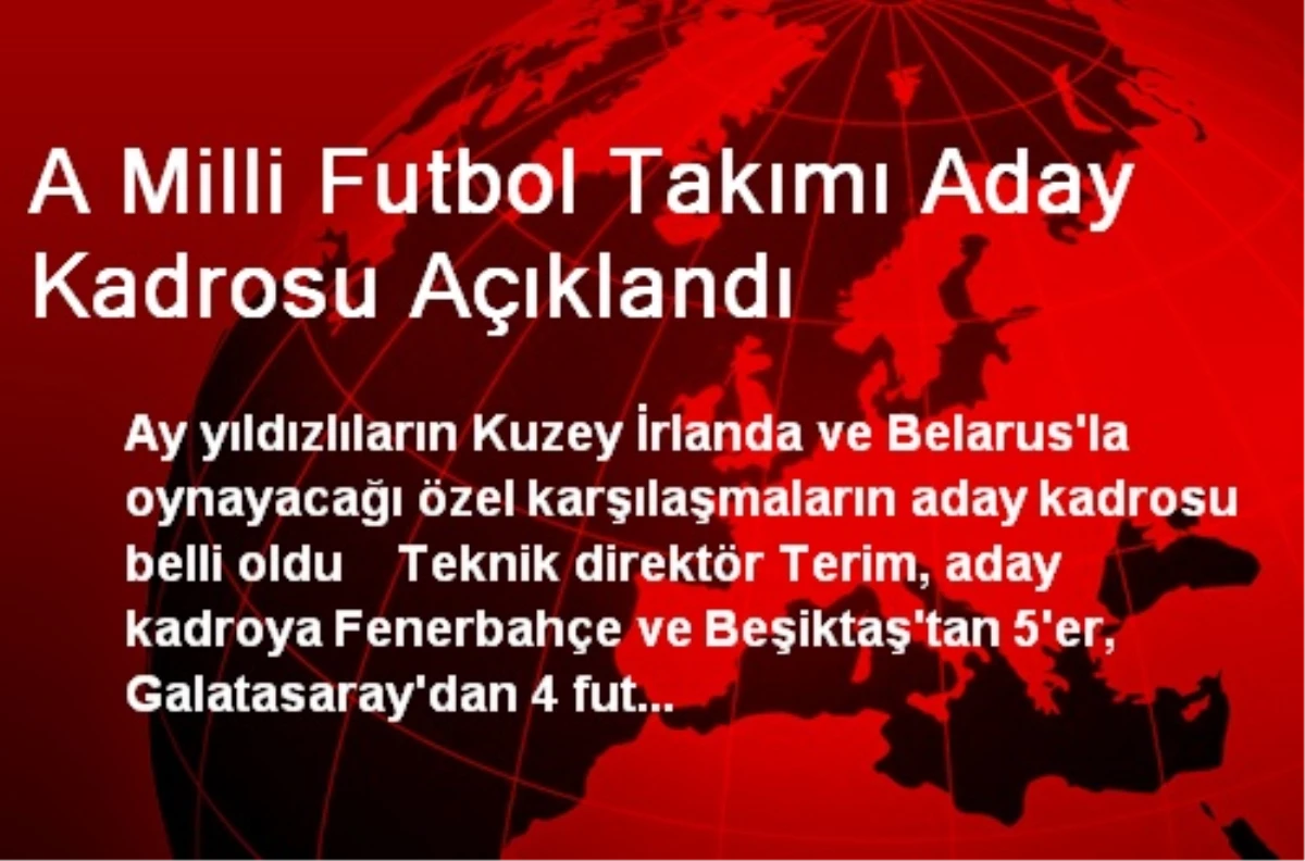 A Milli Futbol Takımı Aday Kadrosu Açıklandı