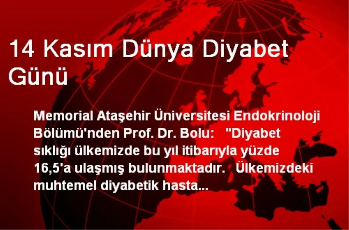 14 Kasım Dünya Diyabet Günü