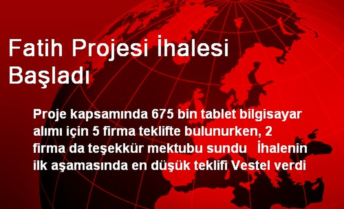 Fatih Projesi İhalesi Başladı