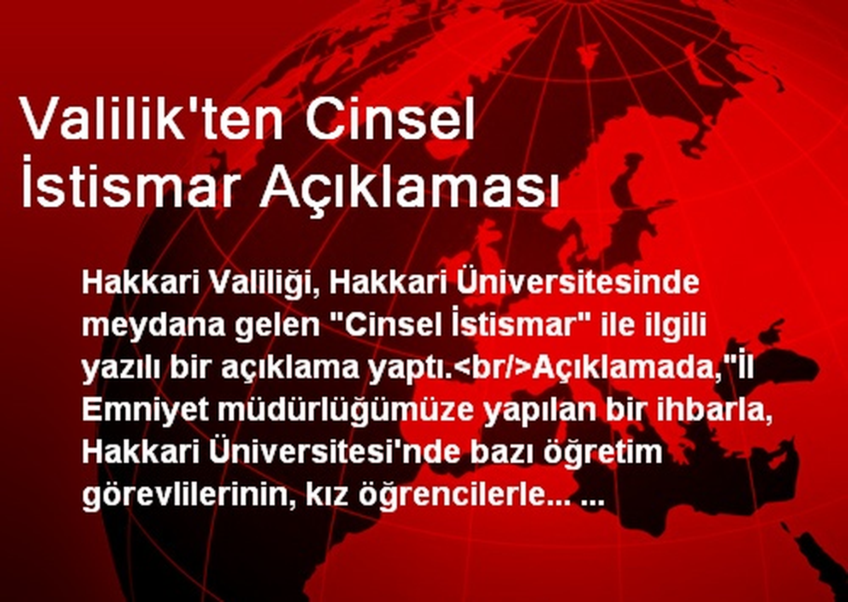 Valilik\'ten Cinsel İstismar Açıklaması