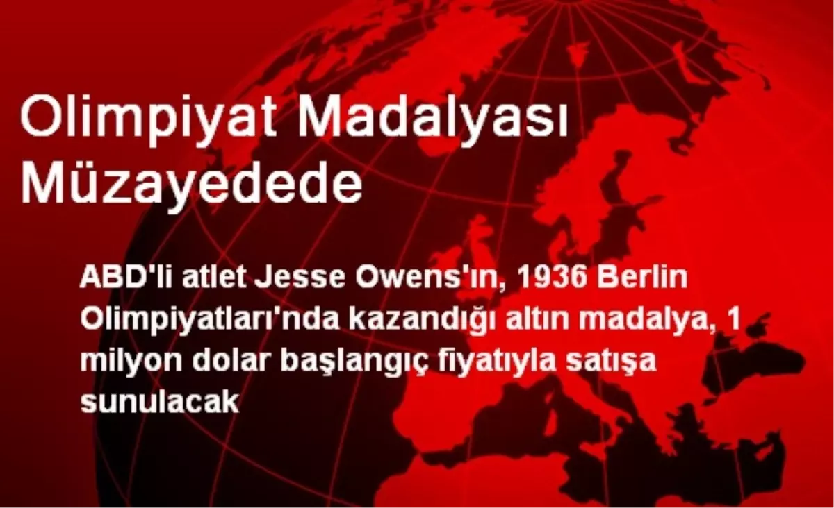 Olimpiyat Madalyası Müzayedede