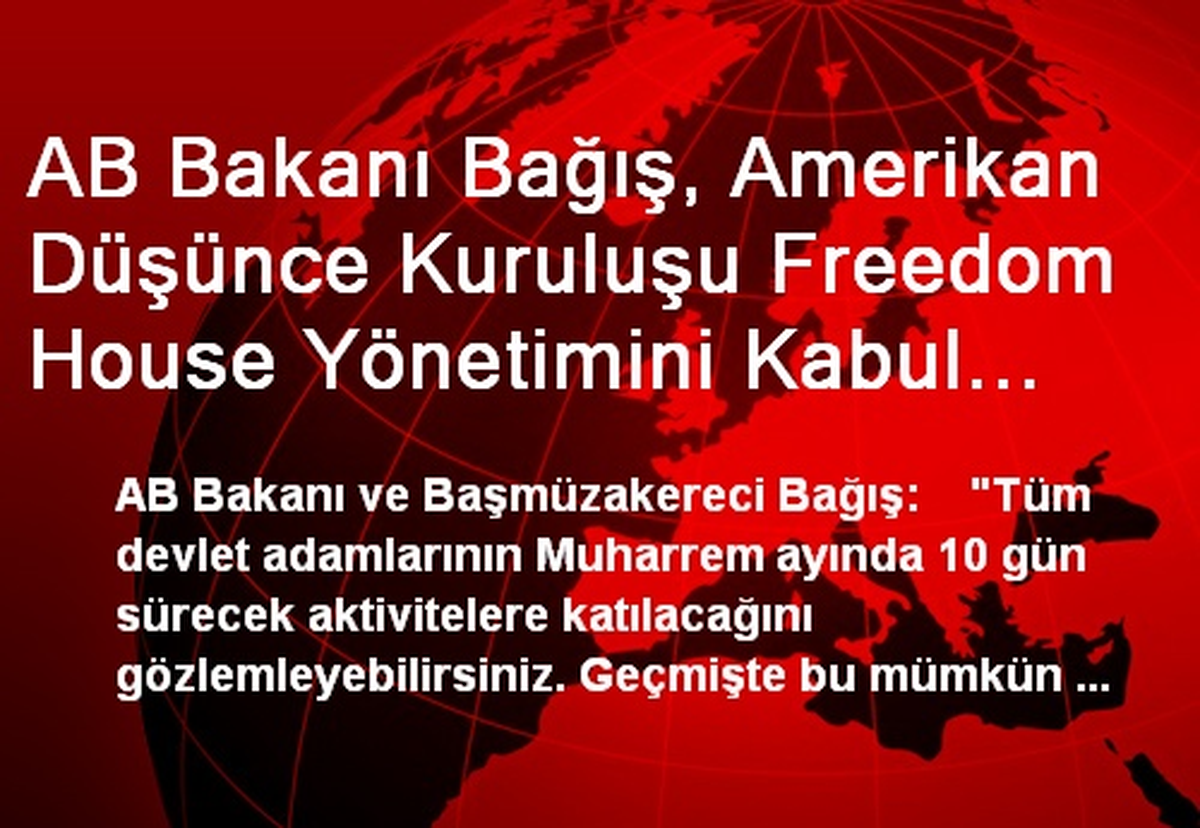 AB Bakanı Bağış, Amerikan Düşünce Kuruluşu Freedom House Yönetimini Kabul Etti