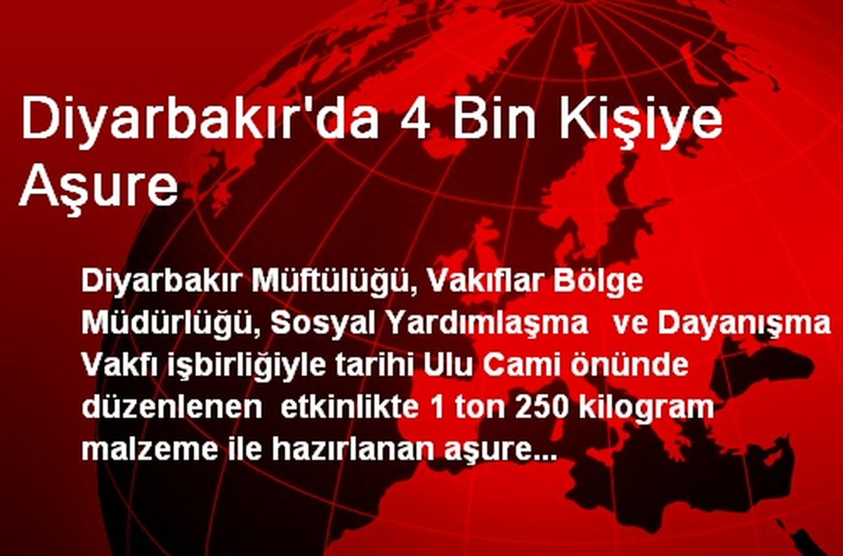 Diyarbakır\'da 4 Bin Kişiye Aşure