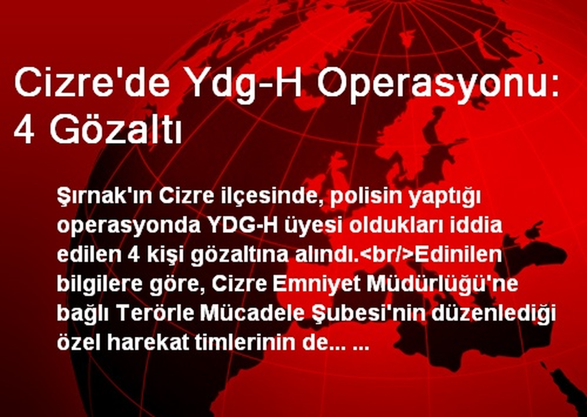 Cizre\'de Ydg-H Operasyonu: 4 Gözaltı