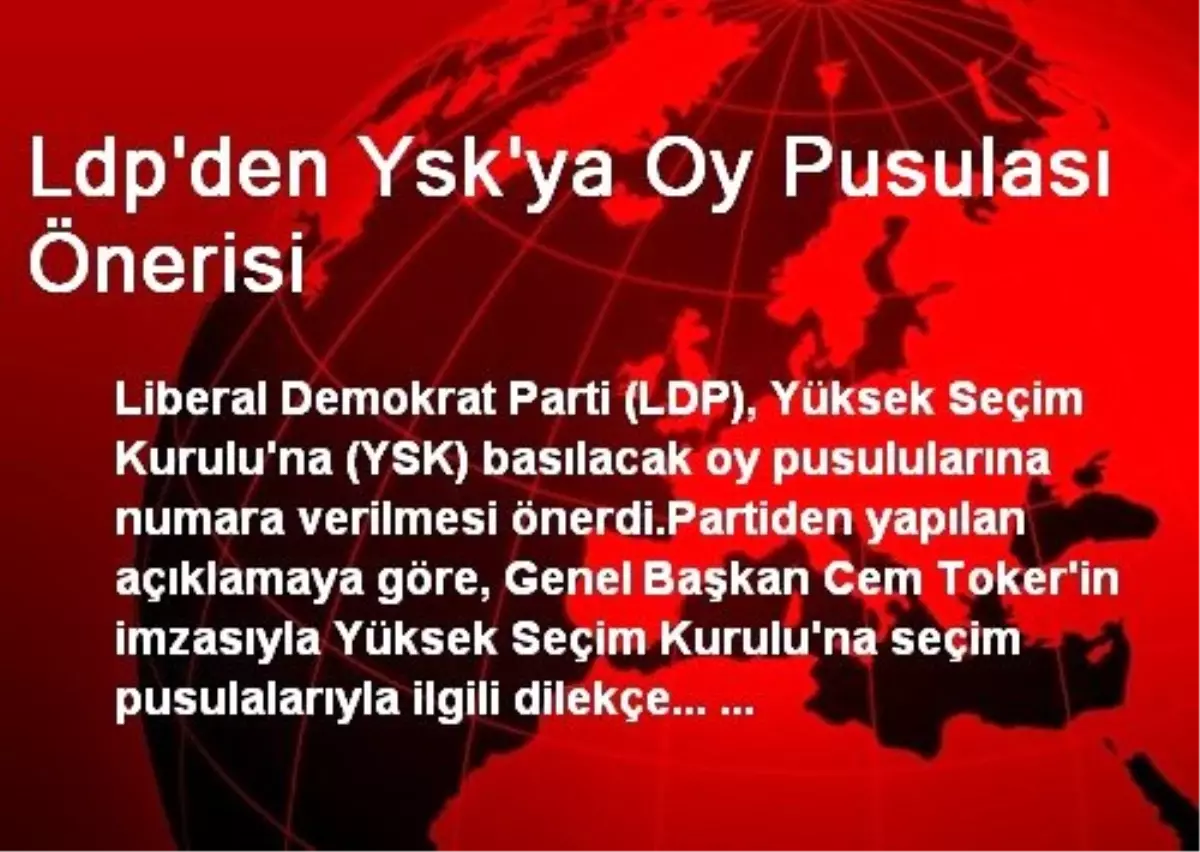 Ldp\'den Ysk\'ya Oy Pusulası Önerisi