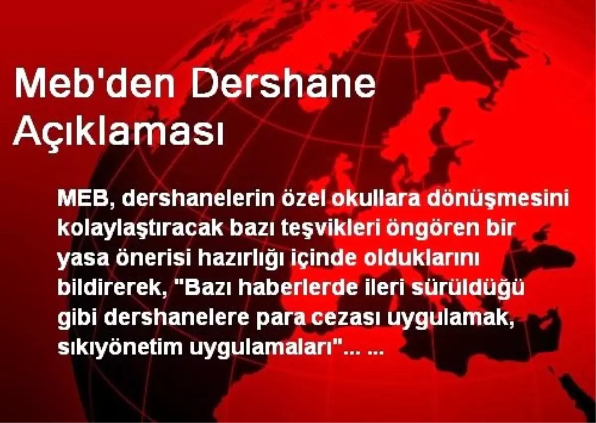 Meb\'den Dershane Açıklaması
