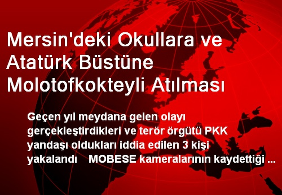 Mersin\'deki Okullara ve Atatürk Büstüne Molotofkokteyli Atılması