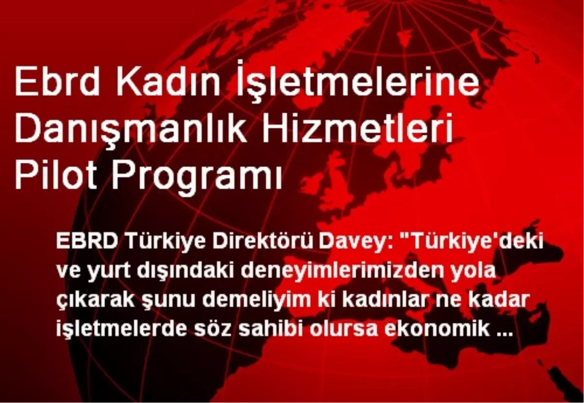 Ebrd Kadın İşletmelerine Danışmanlık Hizmetleri Pilot Programı