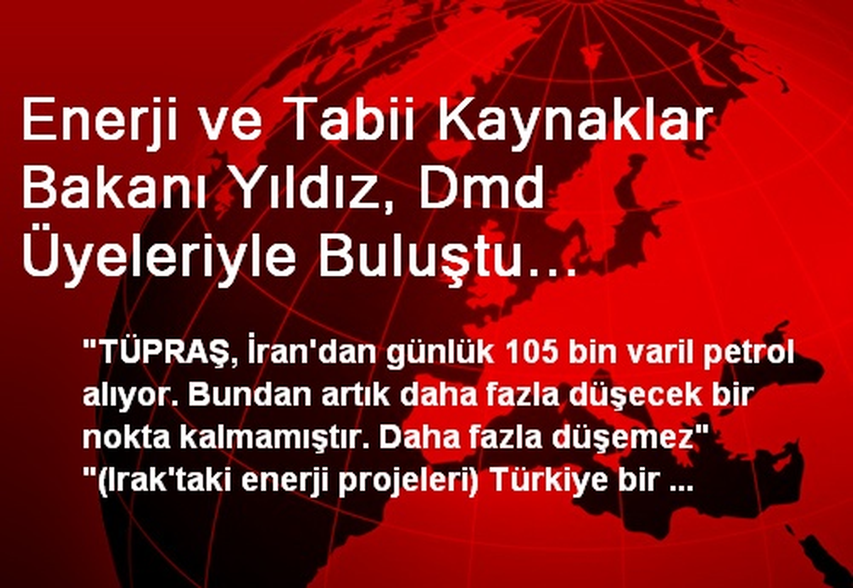 Enerji ve Tabii Kaynaklar Bakanı Yıldız, Dmd Üyeleriyle Buluştu Açıklaması