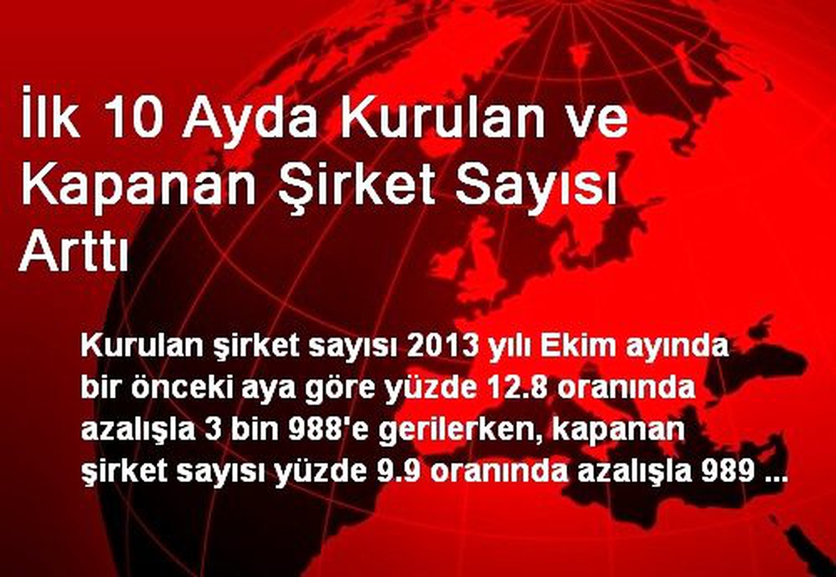 İlk 10 Ayda Kurulan ve Kapanan Şirket Sayısı Arttı