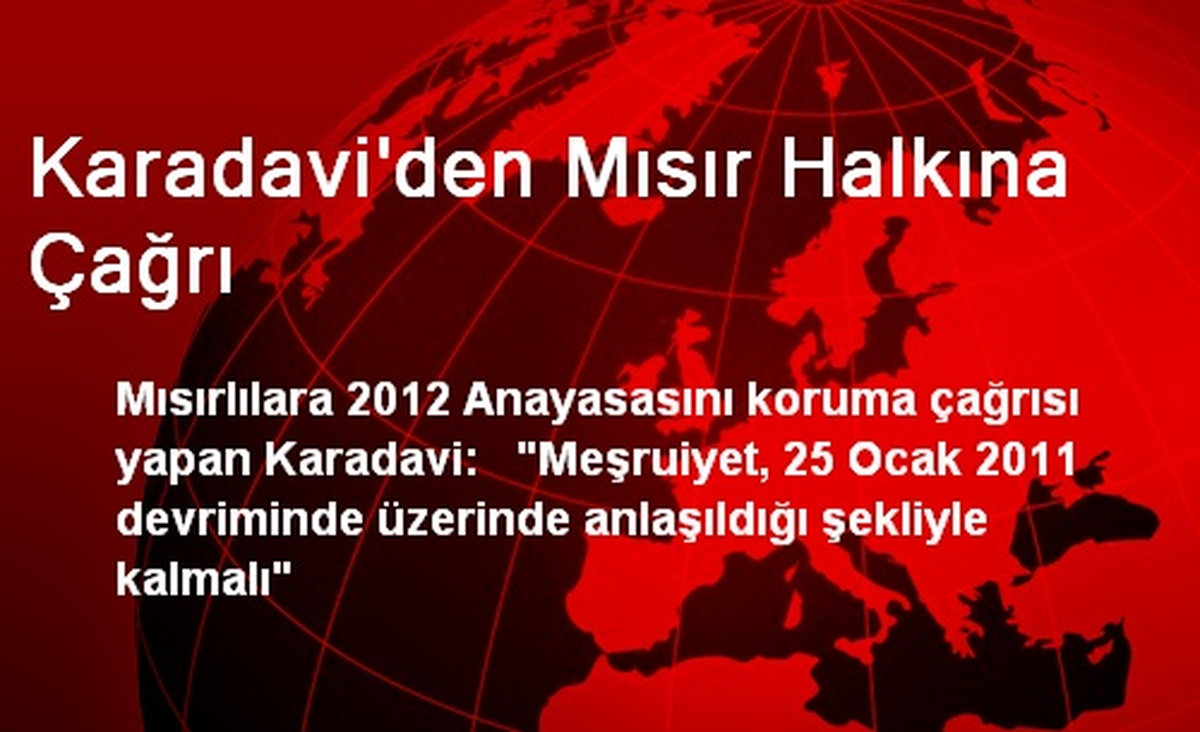 Karadavi\'den Mısır Halkına Çağrı