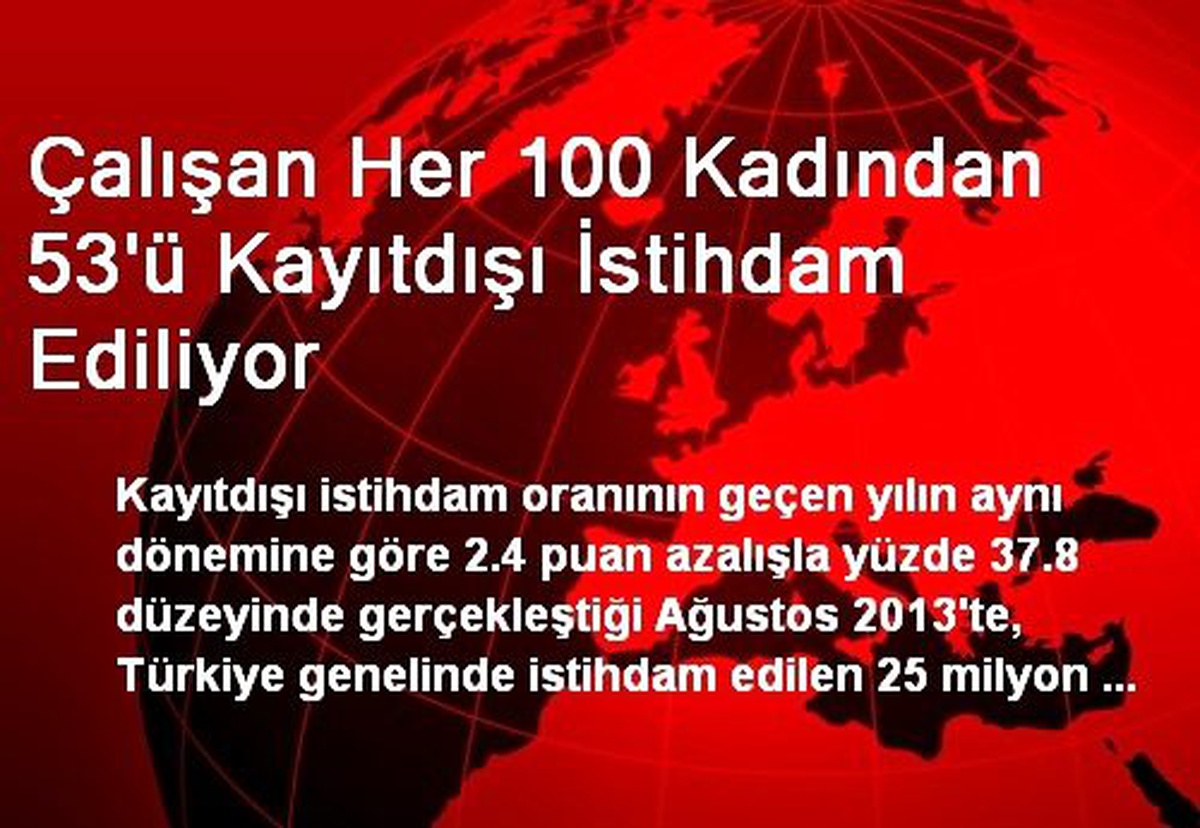 Çalışan Her 100 Kadından 53\'ü Kayıtdışı İstihdam Ediliyor