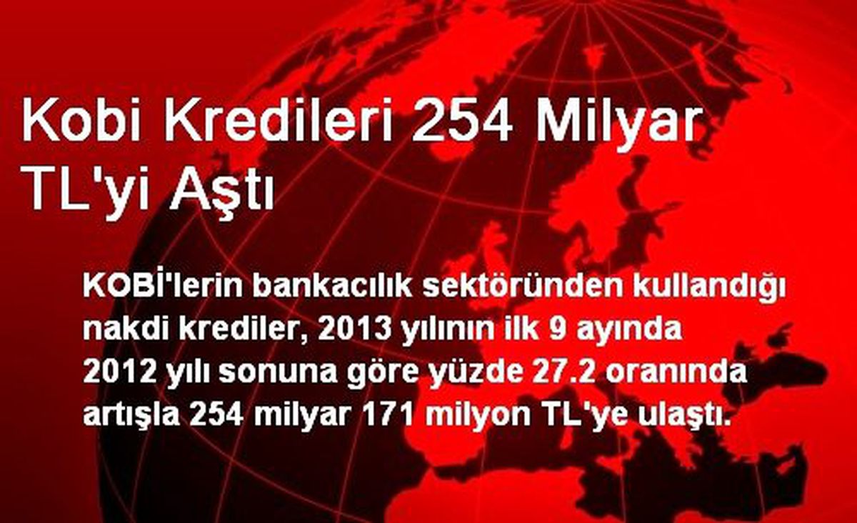 Kobi Kredileri 254 Milyar TL\'yi Aştı