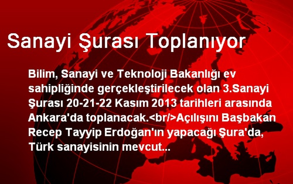 Sanayi Şurası Toplanıyor