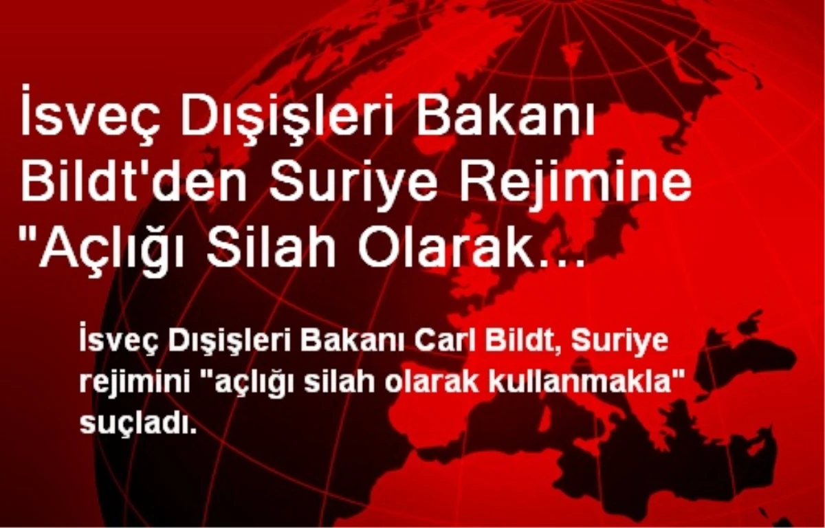 İsveç Dışişleri Bakanı Bildt\'den Suriye Rejimine "Açlığı Silah Olarak Kullanıyor" Suçlaması