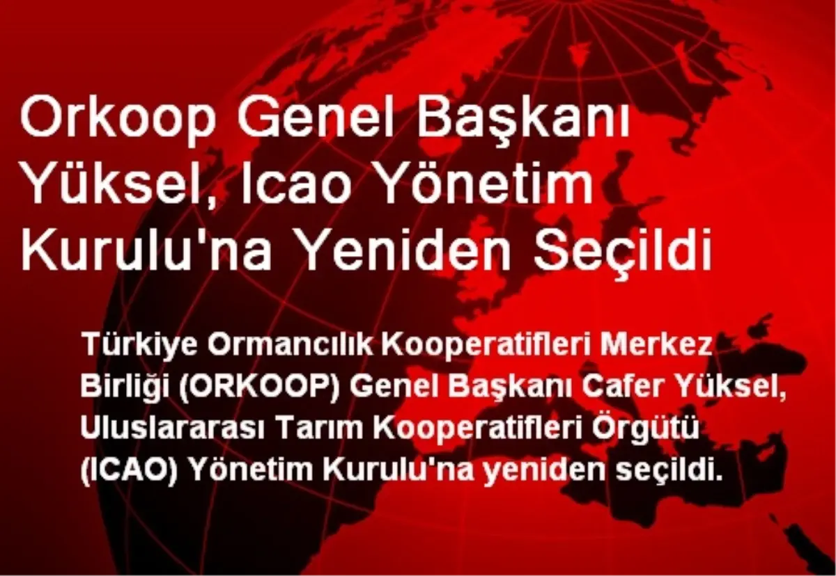 Orkoop Genel Başkanı Yüksel, Icao Yönetim Kurulu\'na Yeniden Seçildi