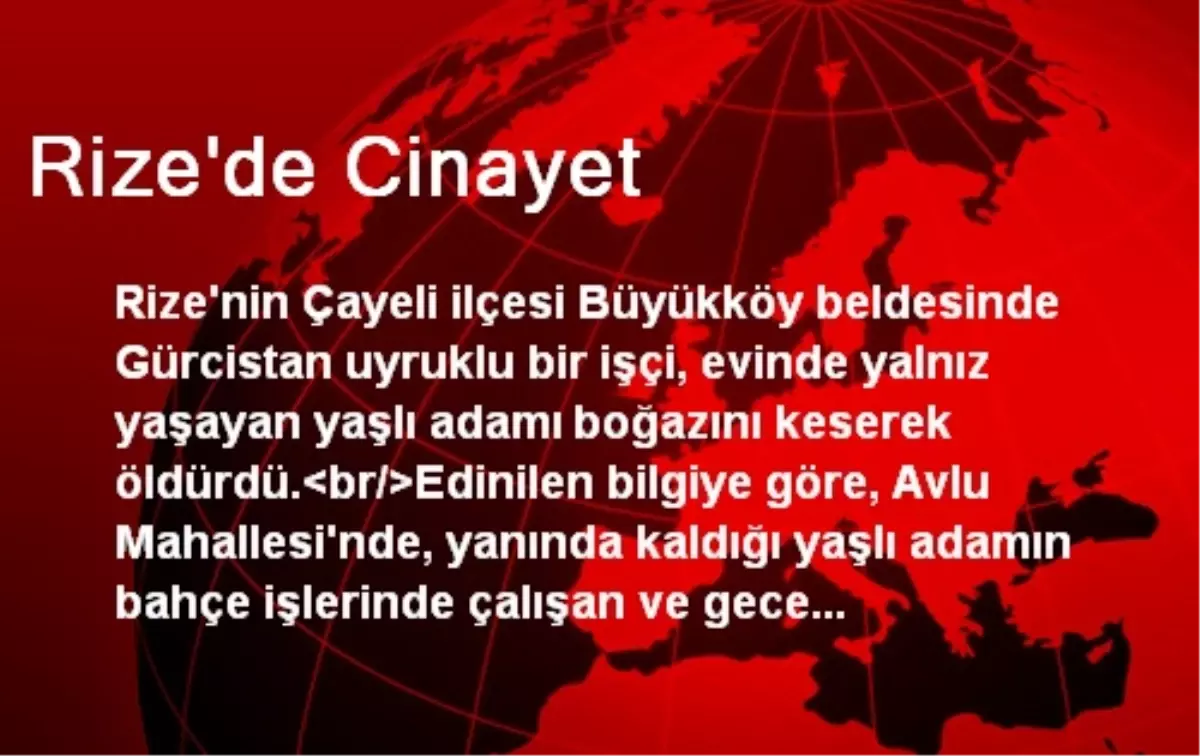 Rize\'de Cinayet