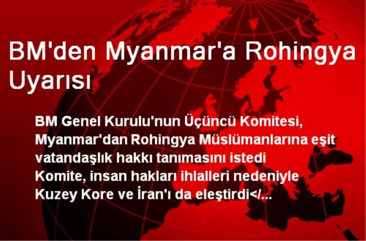 BM\'den Myanmar\'a Rohingya Uyarısı