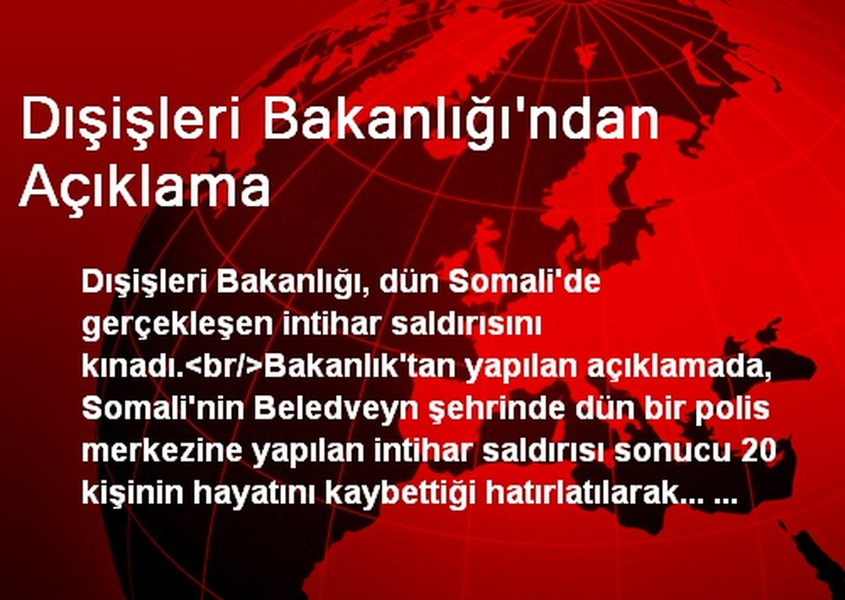 Dışişleri Bakanlığı\'ndan Açıklama