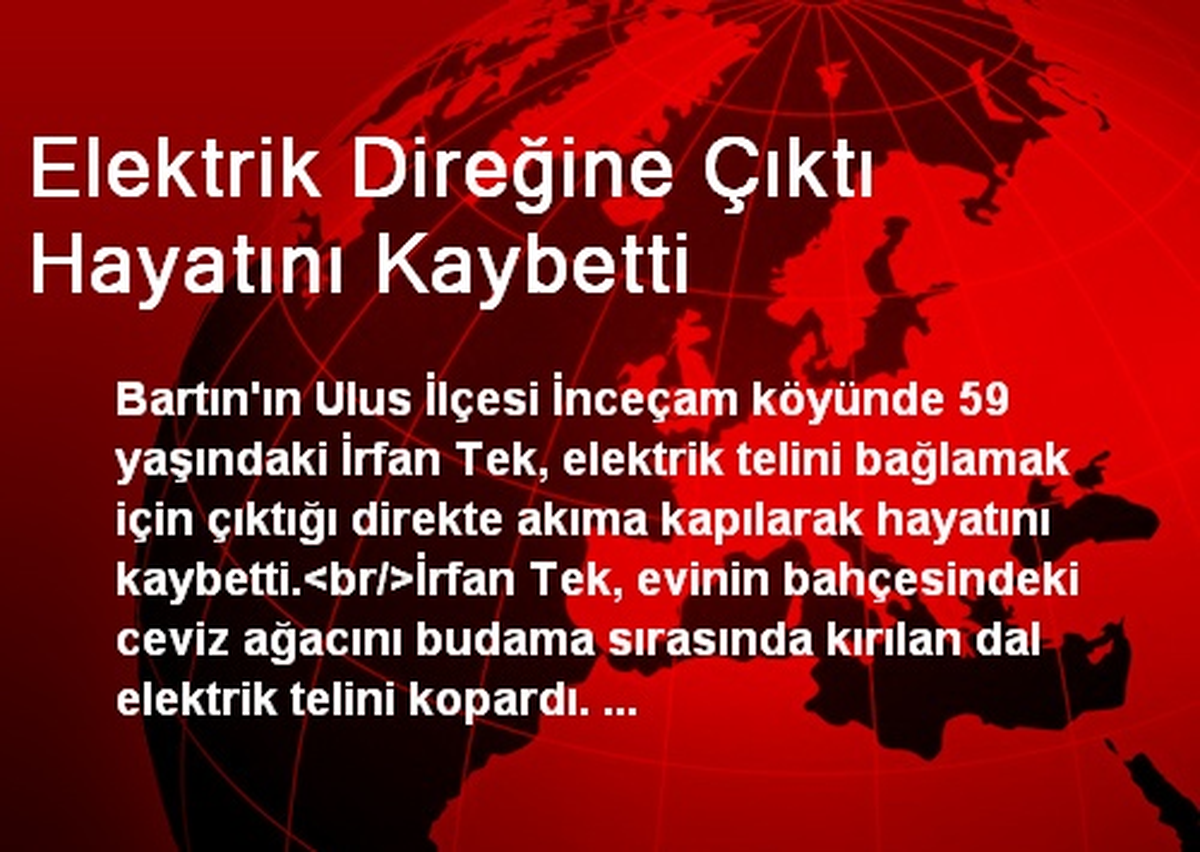 Elektrik Direğine Çıktı Hayatını Kaybetti