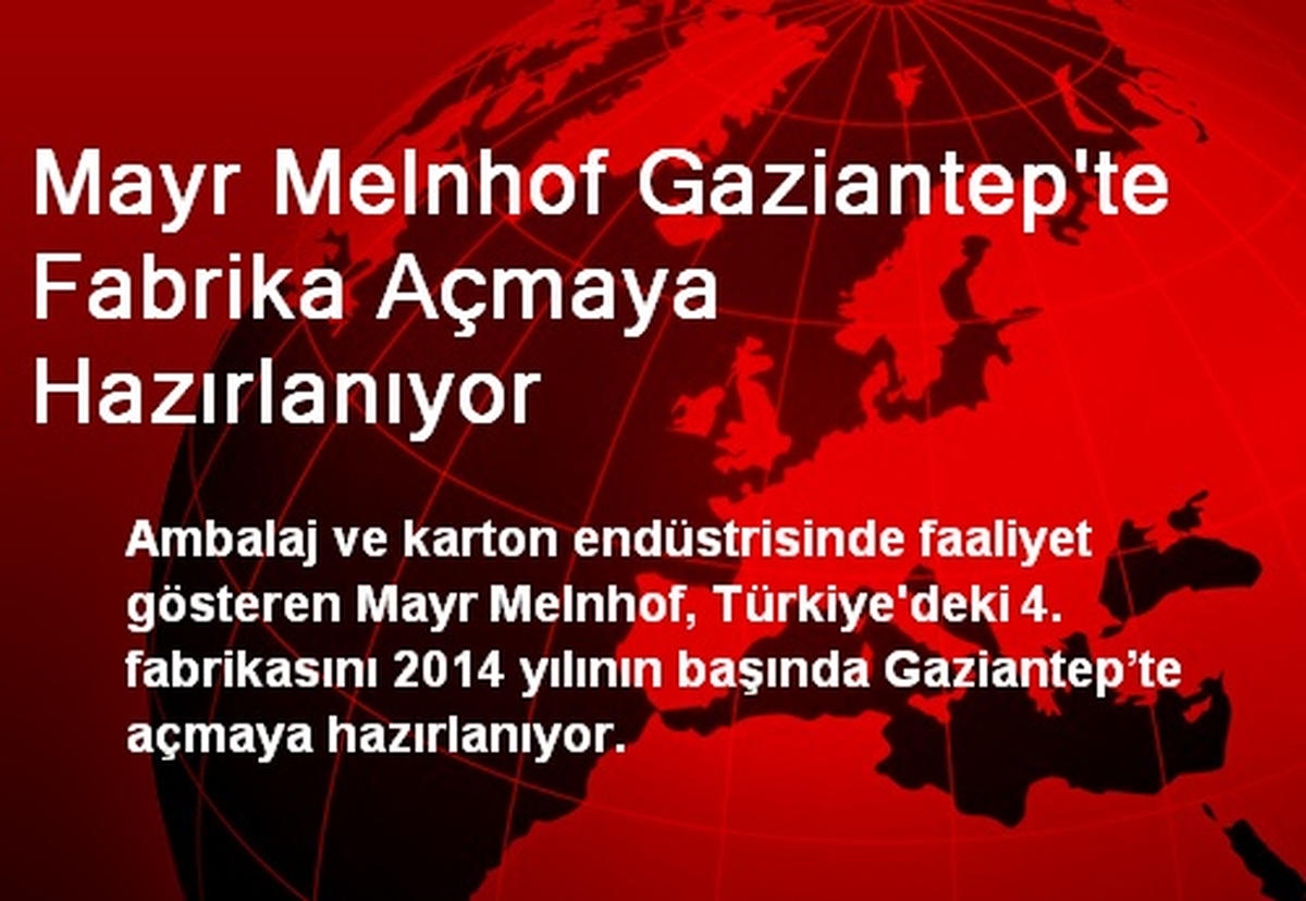 Mayr Melnhof Gaziantep\'te Fabrika Açmaya Hazırlanıyor