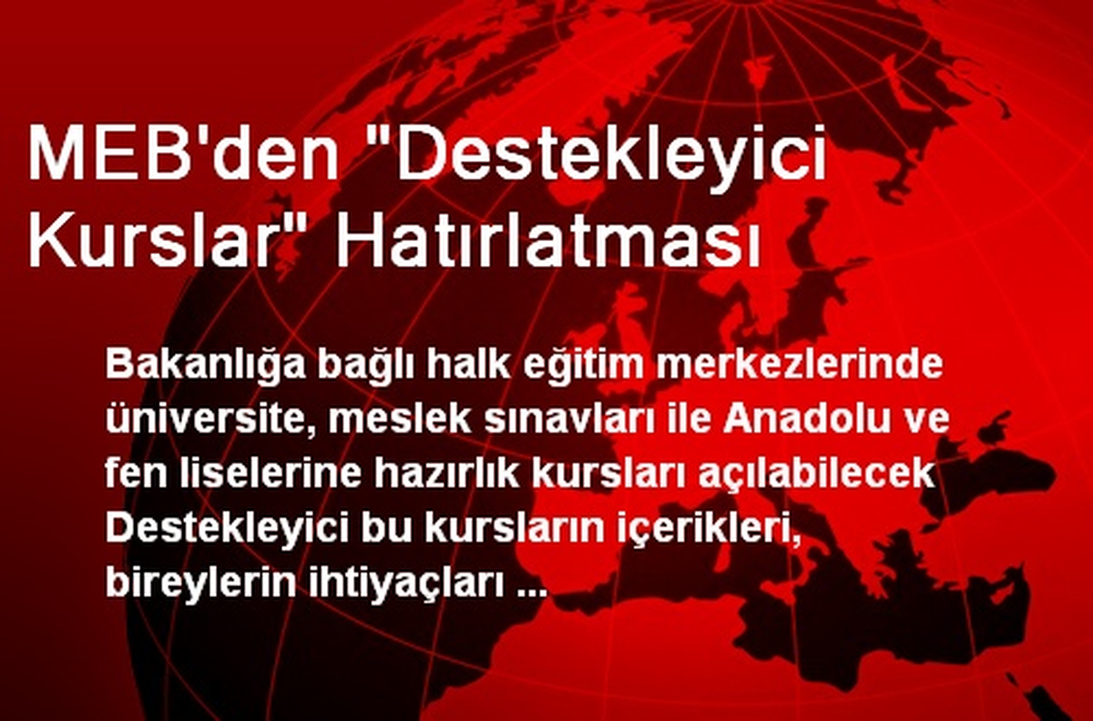 MEB\'den "Destekleyici Kurslar" Hatırlatması