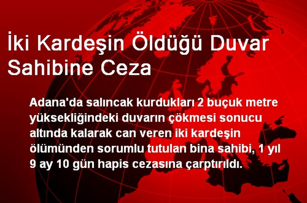 İki Kardeşin Öldüğü Duvar Sahibine Ceza