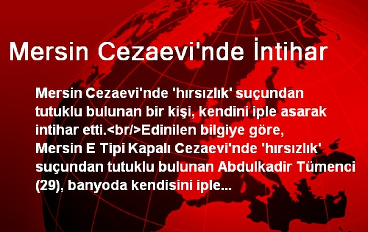Mersin Cezaevi\'nde İntihar