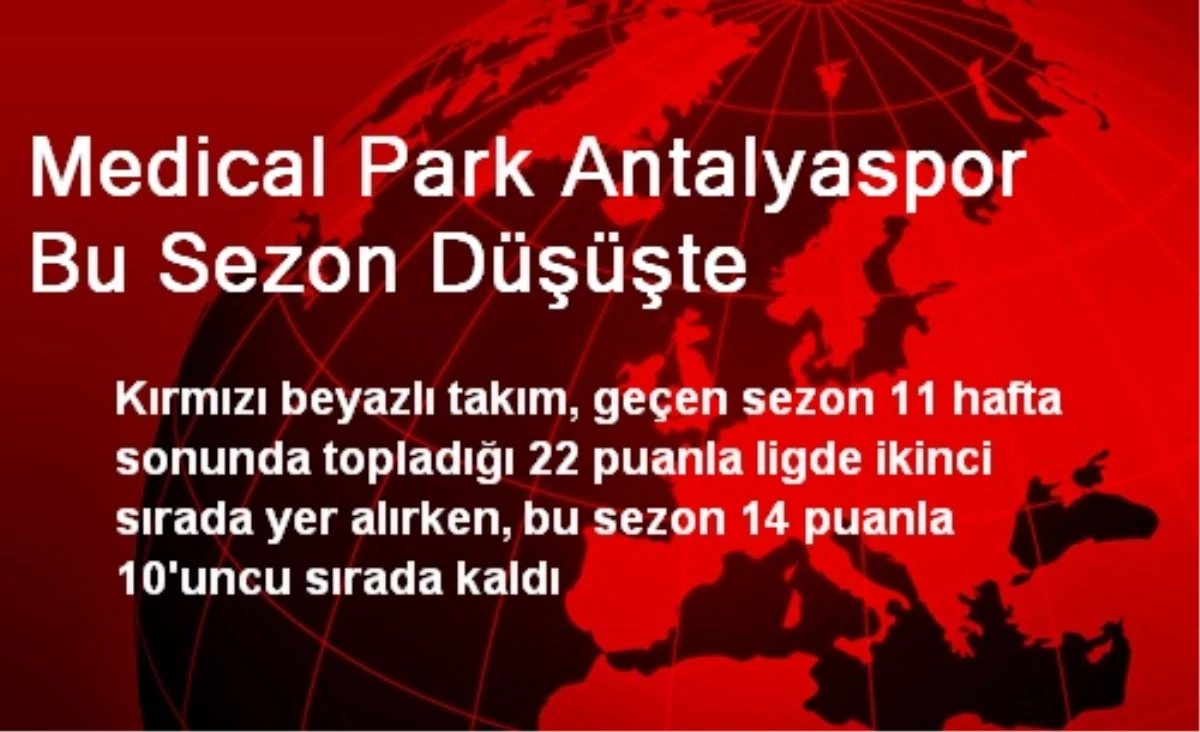Medical Park Antalyaspor Bu Sezon Düşüşte